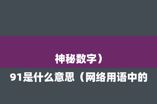 

91是什么意思（网络用语中的神秘数字）
