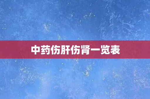 中药伤肝伤肾一览表