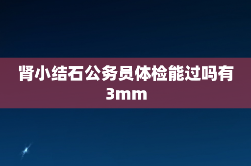 肾小结石公务员体检能过吗有3mm